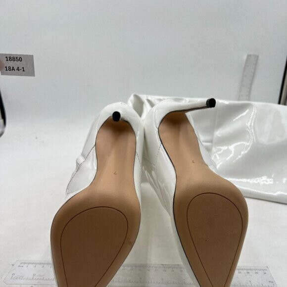 FSJ Women Fashion Pointed Toe Stiletto Heel Thigh High Over The Knee Boots White - Picture 7 of 8